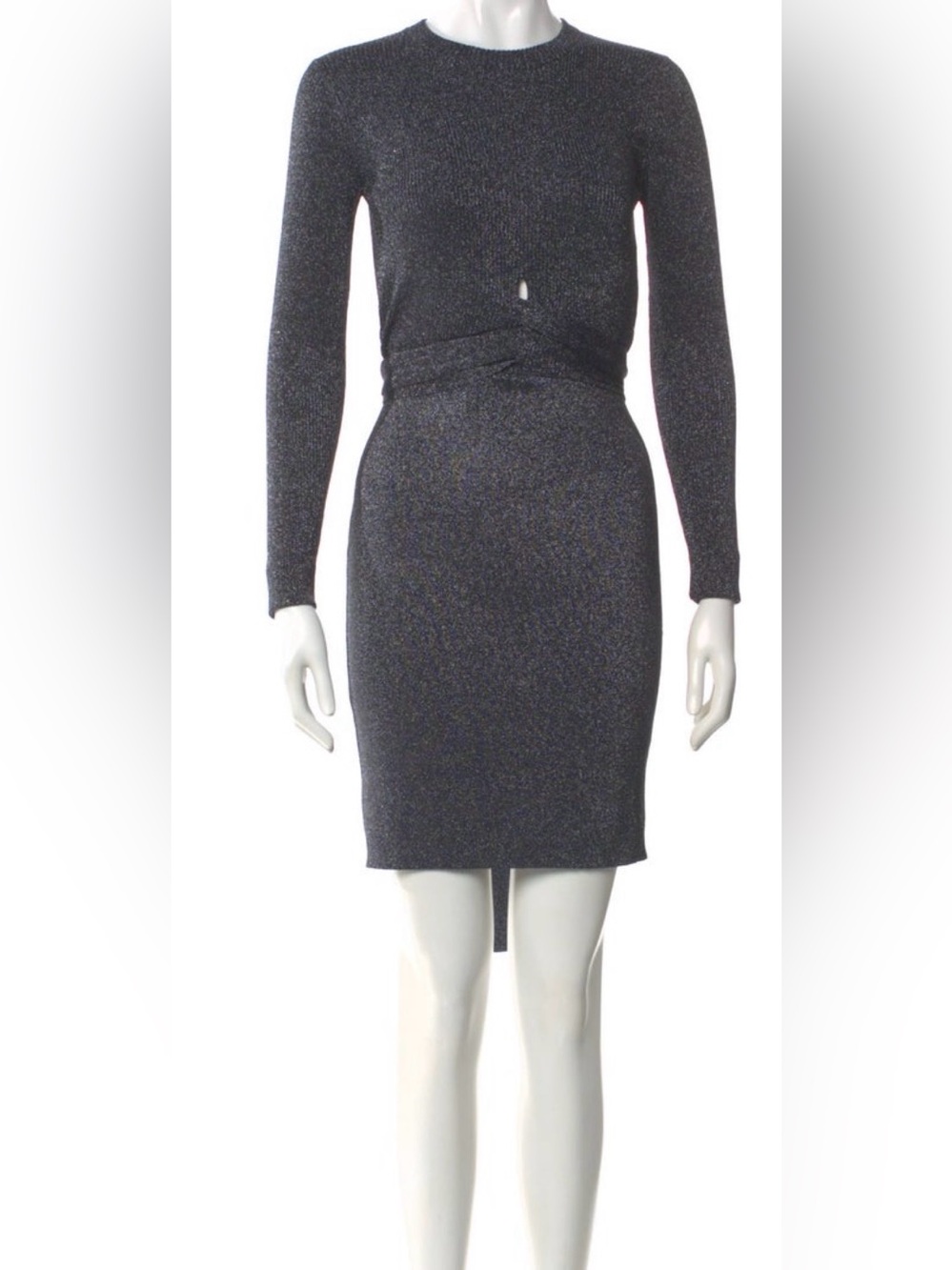 3.1 Phillip Lim Sparkle Black Long-Sleeve Knit Sheath Dress